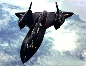 SR-71 Blackbird from above left front in flight